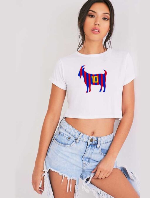 GOAT Leo Messi 10 Barca Stripes Crop Top Shirt