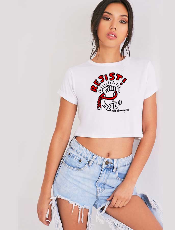 Keith Haring Resist Hand Chain Crop Top Shirt