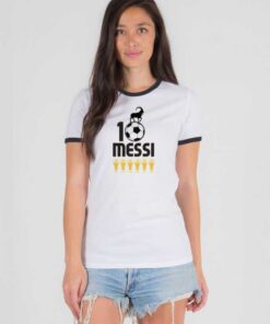 Messi 10 GOAT Six Ballon d'Or Ringer Tee
