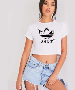 My Neighbor Totoro In Adidas Logo Crop Top Shirt