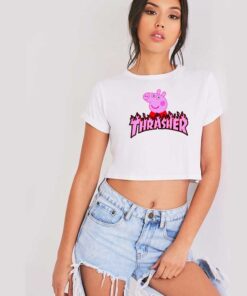 Peppa Pig Family X Thrasher Logo Crop Top Shirt