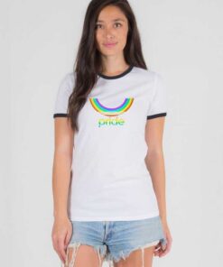 Rainbow Gay Pride Adidas Parody Ringer Tee