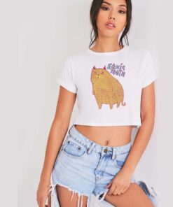 Sonic Youth Dotted Cat Vintage Crop Top Shirt