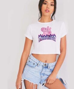 Ugly Peppa Pig Flame Thrasher Parody Crop Top Shirt