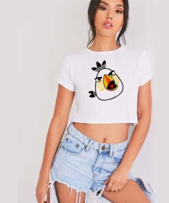 White Angry Bird X Adidas Logo Crop Top Shirt