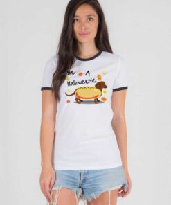 Be A Halloweenie Hotdog Costume Halloween Ringer Tee