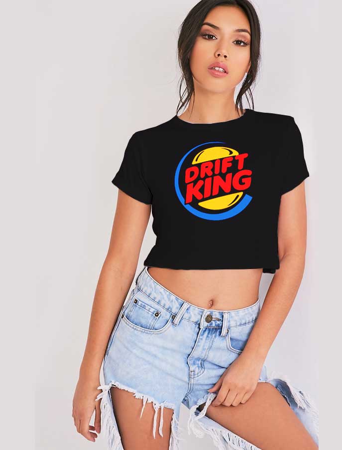 Drift King Burger Car Nascar Logo Crop Top Shirt