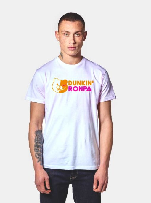 Dunkin Ronpa Black White Bear Donuts T Shirt