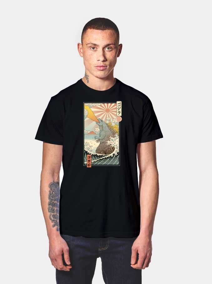 Godzilla Japanese King Kaiju Ukiyo-e Art T Shirt