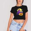 Halloween Castle and Baby Yoda Pumpkin Crop Top Shirt