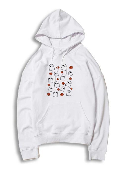 Halloween Ghosts And Pumpkins Grid Hoodie