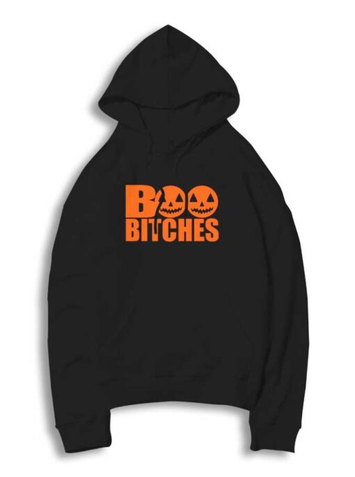 Halloween October Boo Bitches Pumpkin Hoodie