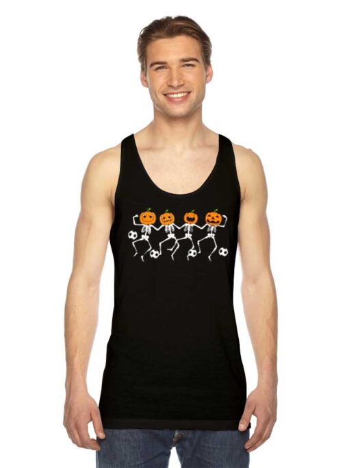 Halloween Soccer Player Pumpkin Skeletons Dance Tank Top