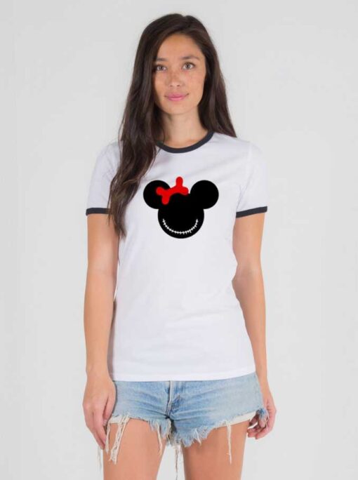 Minnie Mouse Halloween Scary Face Ringer Tee