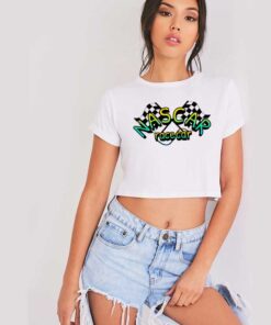 Nascar Race Car Crossing Check Flag Crop Top Shirt