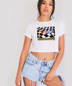 Nascar Racing Check Flag Logo Crop Top Shirt