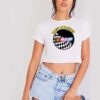 Nascar Raising Race Check Flag Circle Crop Top Shirt