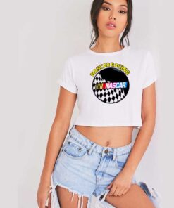 Nascar Raising Race Check Flag Circle Crop Top Shirt