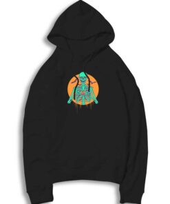 Skeleton I Love Halloween Pumpkin Heart Hoodie