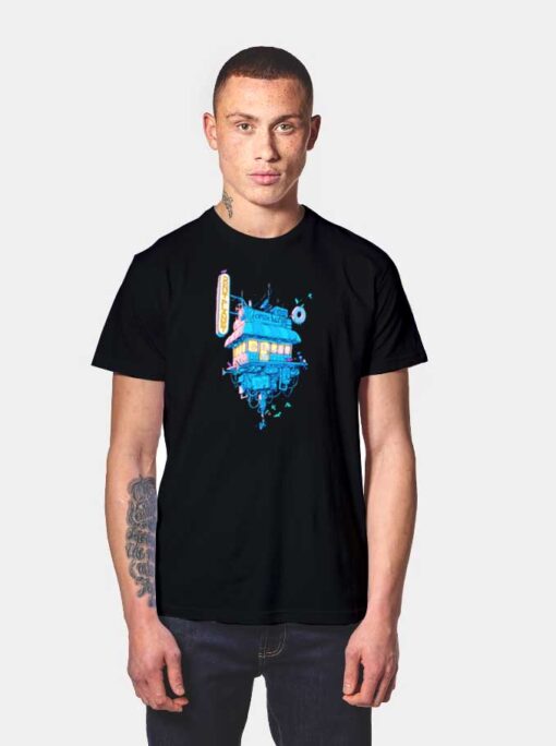 Space Donuts Store Cyberpunk T Shirt