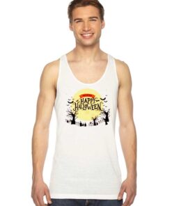 Trick Or Treat Happy Halloween Cemetery Tank Top