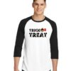 Trick Or Treat Jack O Lantern Pumpkin Raglan Tee