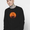 Vintage Vampire Pumpkin Sunset Background Sweatshirt