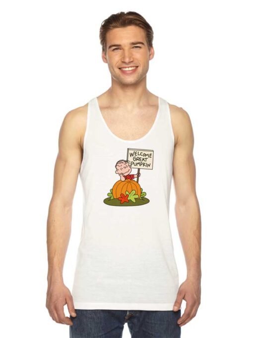 Welcome Great Pumpkin Sign Halloween Tank Top