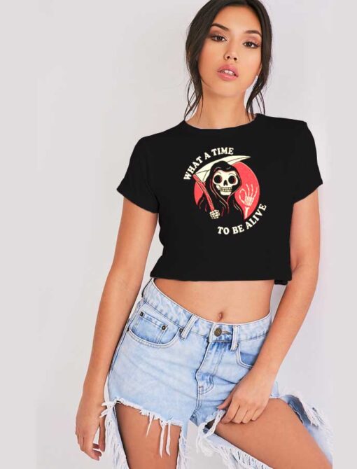 What A Time To Be Alive Halloween Crop Top Shirt