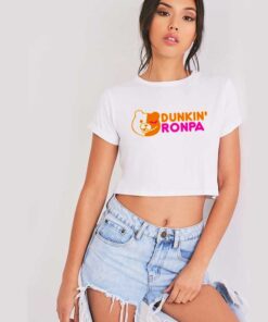 Dunkin Ronpa Black White Bear Donuts Crop Top Shirt