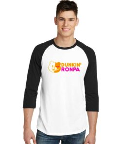 Dunkin Ronpa Black White Bear Donuts Raglan Tee