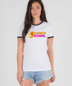 Dunkin Ronpa Black White Bear Donuts Ringer Tee