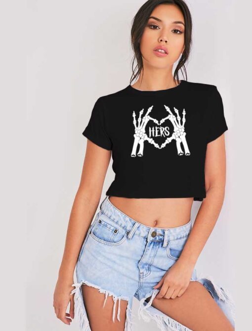 Halloween Hers Skeleton Heart Logo Crop Top Shirt