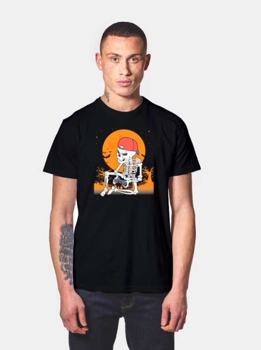 Halloween Skeleton Gamer Boy T Shirt