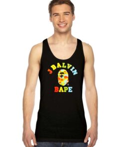 J Balvin x Bape Ape Colorful Logo Tank Top