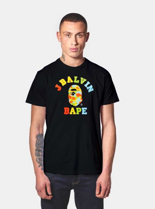 J Balvin x Bape Ape Colorful Logo T Shirt