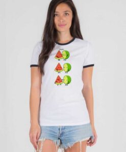 Kawaii First Kiss Watermelon Lemon Ringer Tee