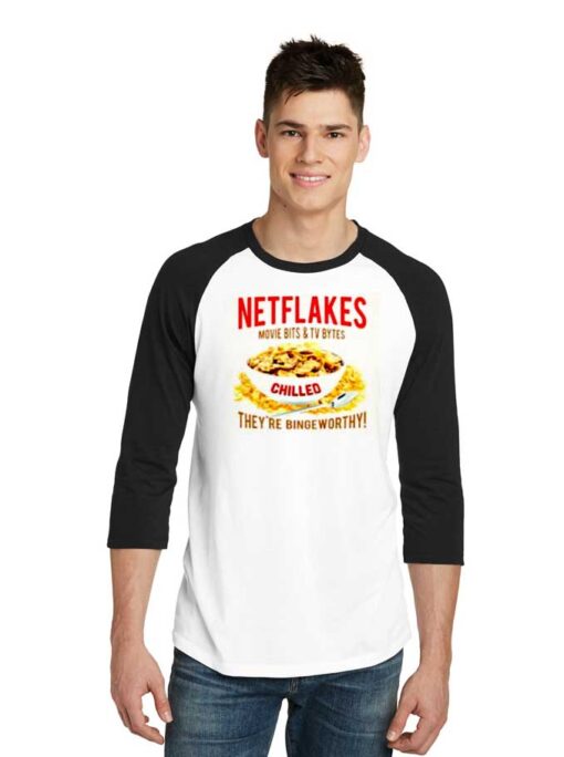 Netflakes Movie And TV Chilled Netflix Raglan Tee