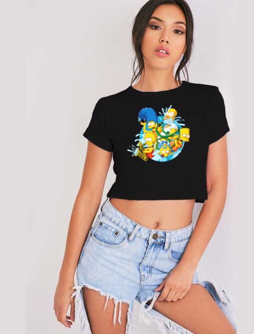 The Simpsons Family Playing Water Crop Top Shirt