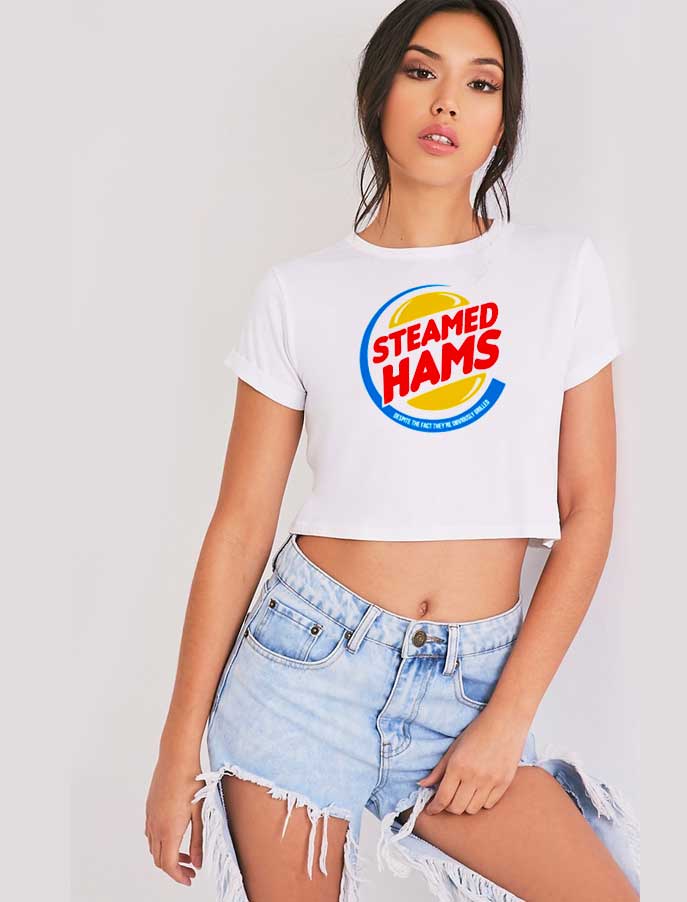 The Simpsons Steamed Hams Burger King Crop Top Shirt