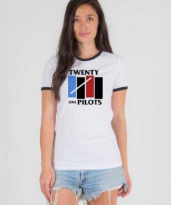 Twenty One Pilots Black Flag Logo Ringer Tee