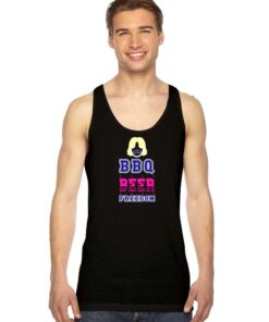 BBQ Beer Freedom And Moustache Tank Top