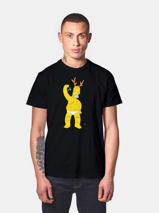Homer Simpson Christmas Reindeer Costume T Shirt
