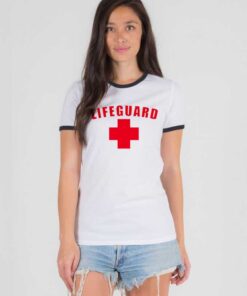 Lifeguard Red Cross Symbol Ringer Tee