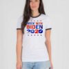 Ridin With Biden 2020 America Flag Ringer Tee