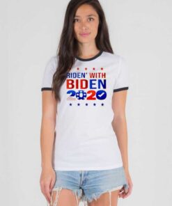 Ridin With Biden 2020 America Flag Ringer Tee