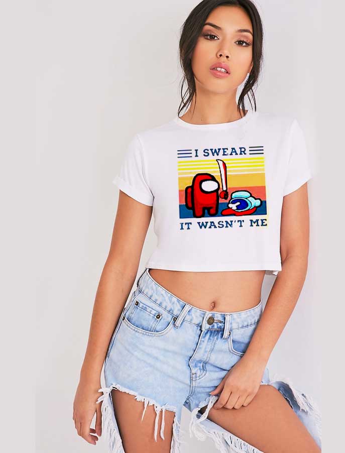 Among Us I Swear It Wasnt Me Impostor Vintage Crop Top Shirt
