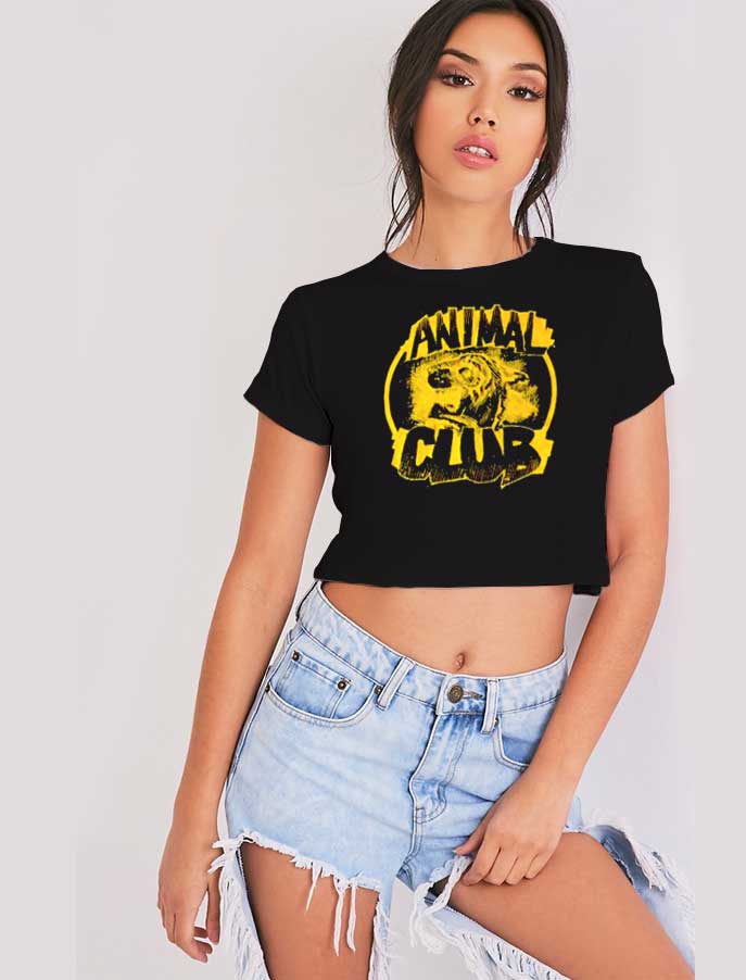 Animal Club Grunge Style Logo Crop Top Shirt
