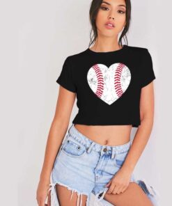 Baseball Heart Shaped Ball Crop Top Shirt