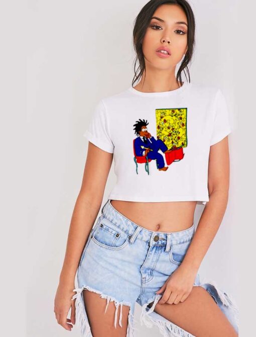 Basquiat Simpson Cartoon Painting Crop Top Shirt